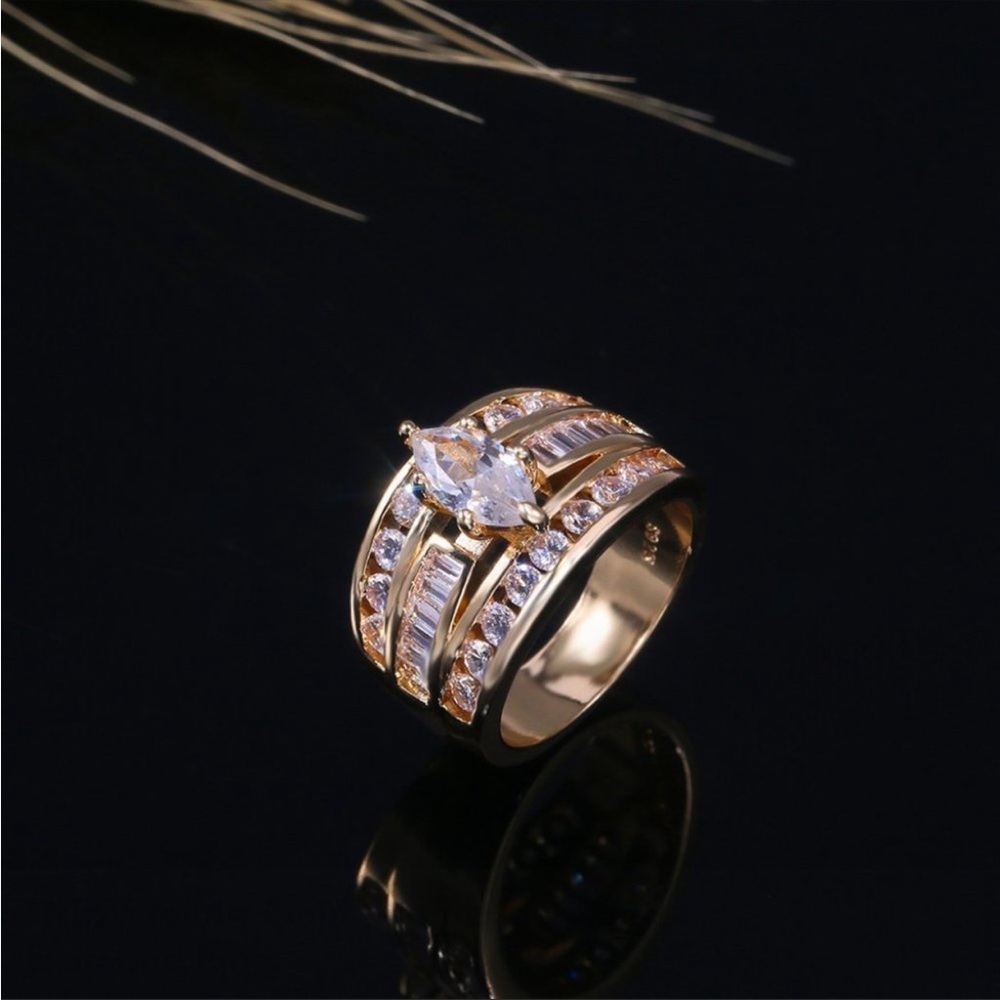 New Gorgeous Three-Row Diamond Engagement Ring - Picture 5 of 6